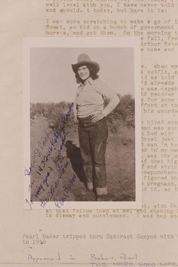 Pearl Baker, Robbers Roost. Pearl Baker tripped through Cataract Canyon with Georgie White in 1956