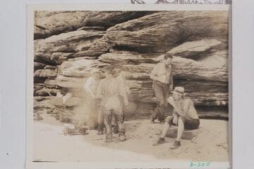 Crew of the Dusty Dozen at lunch below Fossil Canyon
