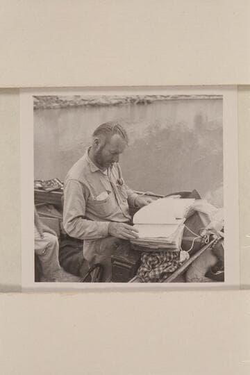 Jim Algar studies the script. Separation Canyon