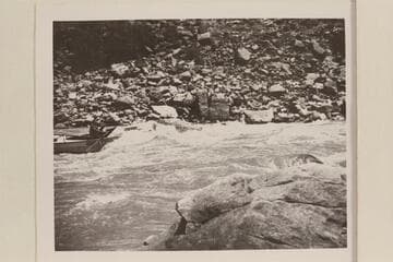 Norm Nevills in the "Wen" in Rapid No. 24 (?) in The Big Drop. Cataract Canyon
