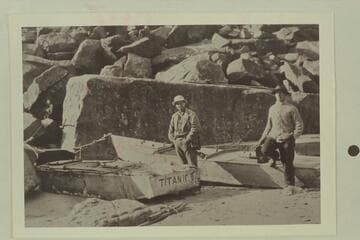 Reversed print of the "Titanic II" and "Ross Wheeler" cached at the lower end of Badger Creek Rapid. Quist and Russell?