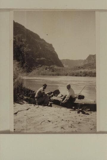 Guy Forcier and Joseph Desloge help in preparing the motorboat "Hudson" for the transit of the Grand Canyon. Lees Ferry gauge: 51,800 cfs