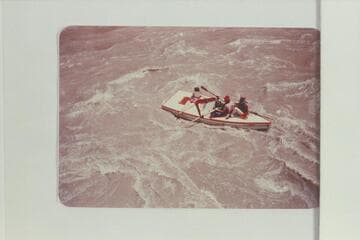 "AK" Reynolds in Sockdologer Rapid. Bright Angel gauge: 15,000 cfs