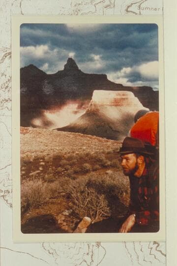 Zoroaster Temple, in shadow, me in foreground. Clear Creek Trail