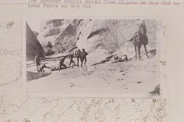 Pulling a horse out from the quicksand in Navajo Creek. Copy of print #14 in Waller collection