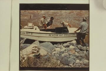 Portage operation of Wright-Stavely sadiron at Prospect Canyon, Vulcan Rapid