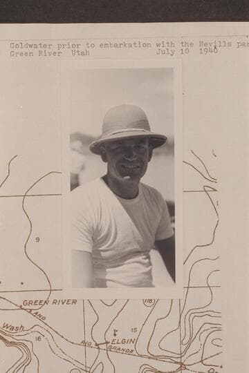 Goldwater prior to embarkation with the Nevills party. Green River, Utah