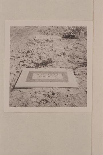 Headstone of Alfred William Goodman, son of Frank Valentine Goodman. Born Rock Springs, Wyoming, 1888, Sep. 10. Vernal Cemetery. Frank Goodman was a member of the 1869 Powell Expedition and left the party at the mouth of the Uinta
