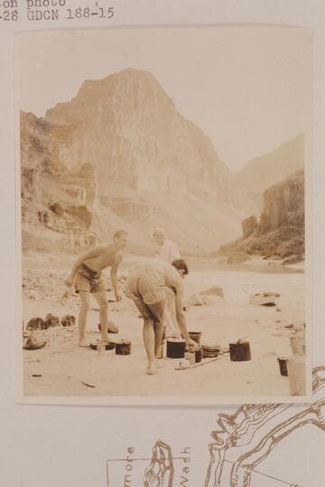 Joe Desloge and Garth Marston take on breakfast. Joseph Desloge in background