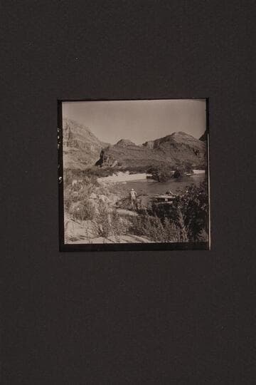 Easterly along left bank at Granite Park. The side canyon is the fault leaving the river