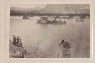 The steamer "Comet" and the Johnson-Moerke stern wheel boat. Green River, Wyoming