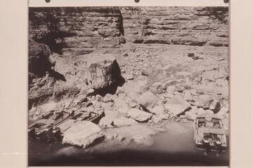 Boats moored near head of lagoon at mouth of Supai Creek- "Bootoo", "Rattlesnake" and "Cactus"