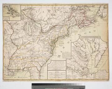 Carte Generale des Colonies Angloises dans L'Amerique Septentrionale Pour l'Intelligence de la Guerre Presente. D'apres des Manuscrit Anglais par J. B. Nolin Geographe. Corrigé Augmenté des indications des principaux énenemens de la Guerre avec le tracee des Limites pour constituer le traité de Paix proposé entre la Couronne de la Grande Bretagne Et les Etats unis. Par R. Phelipeau Géographe, Professeur de Mathematique et l'Ecole Royale Militaire de Londres 1783