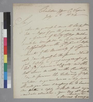 Marcus Garry, Charlestown, Virginia, letter to Thomas Jefferson