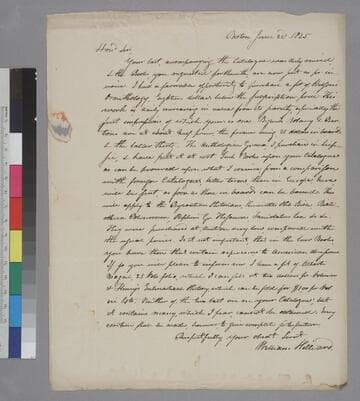William Hilliard, Boston, letter to Thomas Jefferson