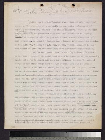 Speech: "Public Policy and Race Restrictions"