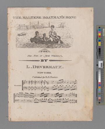 The Maltese boatman's song : for one, two, or three voices / by L. Devereaux