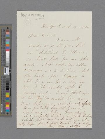 Stowe, Harriet Beecher. Letter to Annie Adams Fields