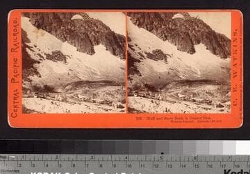 200. Bluff and Snow Bank in Donner Pass, Western Summit. Altitude 1,092 feet