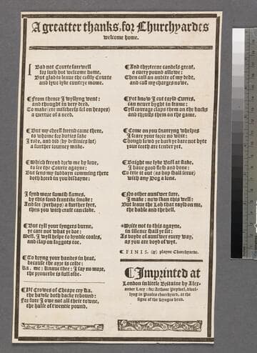 A greatter thanks, for Churchyardes welcome home