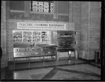 Commercial Electric Cooking Equipment display in Edison General Office lobby