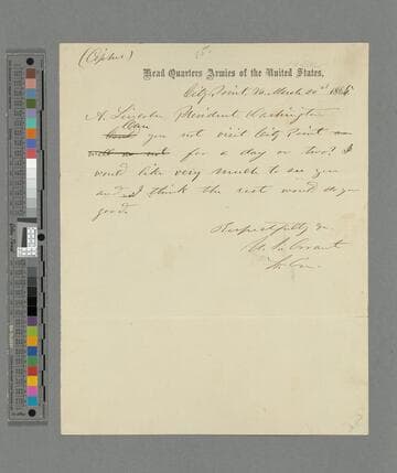 Ulysses S. Grant, City Point, Virginia, letter to Abraham Lincoln