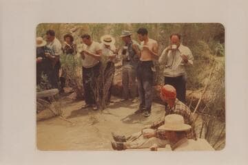Lunch below Piute Rapid on the San Juan River. Nevills party which left Mexican Hat, 1948, June 06
