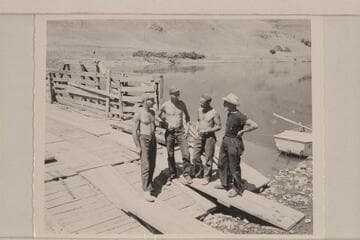 The oarsmen for the Snake River run: Norm Nevills, Kent Frost, Pres Walker and Dock Marston; Brownlee Ferry