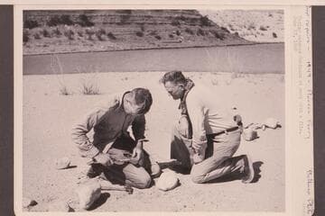 Prop repairs; Pierces Ferry. Taylor watches Robinson at work with a file