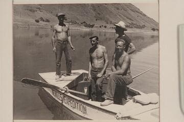 The oarsmen of the Snake River run of 1946; Brownlee Ferry: Nevills, Frost, Walker and Marston