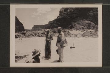 Garth Marston, Josh Eisaman and Dock Marston on beach below Mile 24.5
