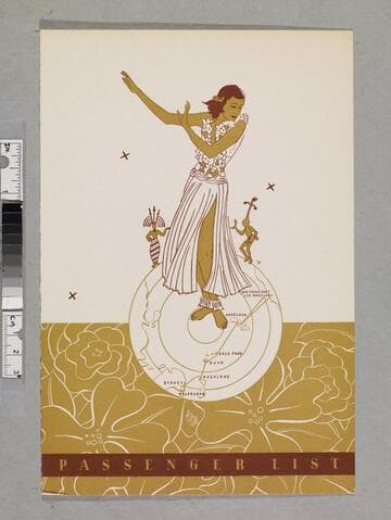 S. S. Lurline cabin class souvenir passenger list