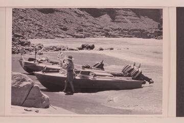 The boats at the foot of 24 1/2 Mile Rapid. Mary Abbott in front of the boats