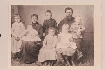 Elizabeth and Frank Goodman and family. Believed to be at Rock Springs