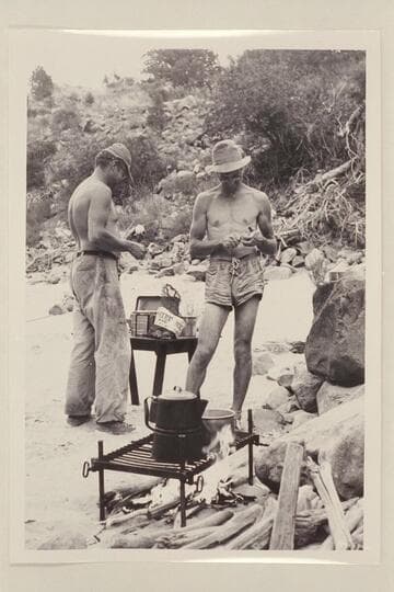Lug Larsen and AK Reynolds prepare breakfast. Whirlpool Canyon