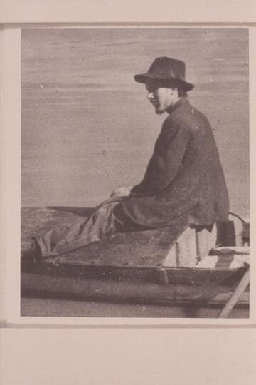Ed Monett sitting on the stern of the "Utah." Pipe Creek