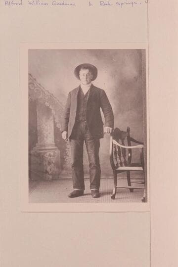 Alfred William Goodman, born Rock Springs, Wyoming, 1888, Sep. 10. Son of Frank V. Goodman. At about 16 years of age