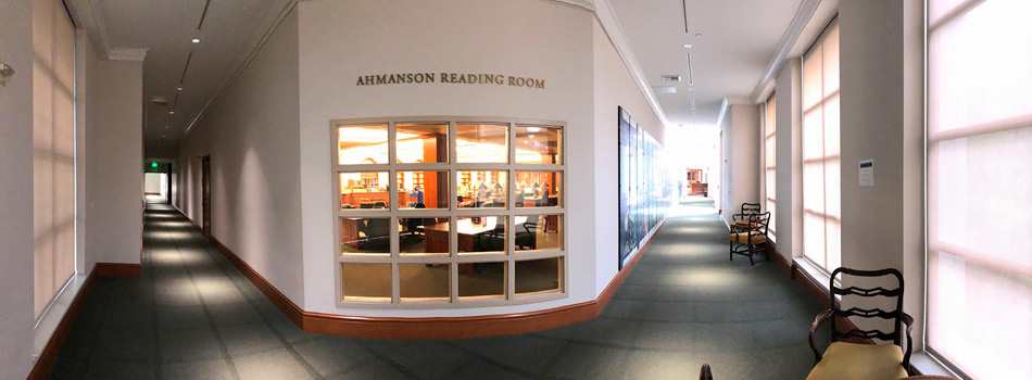 Ahmanson Reading Room View into Ahmanson Reading Room from the hallway window