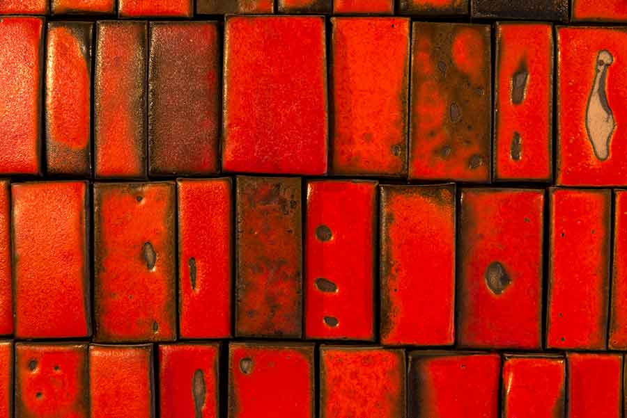 Doyle Lane transformed his ceramic works into what he called “clay paintings,” as seen in his Mutual Savings and Loan Mural, 1964. Photographs by Joshua White. Doyle Lane transformed his ceramic works into what he called “clay paintings,” as seen in his Mutual Savings and Loan Mural, 1964. Photographs by Joshua White.