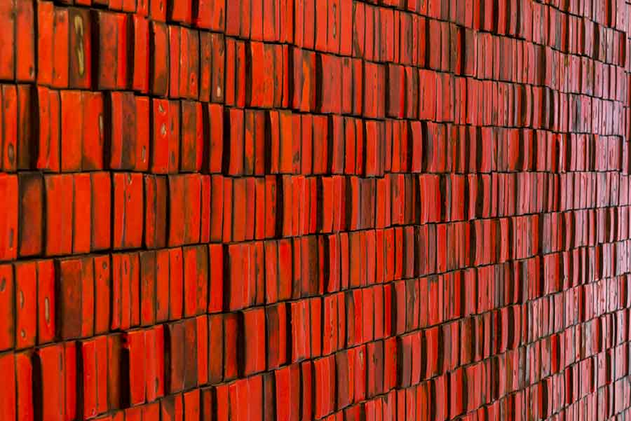 Doyle Lane transformed his ceramic works into what he called “clay paintings,” as seen in his Mutual Savings and Loan Mural, 1964. Photographs by Joshua White. Doyle Lane transformed his ceramic works into what he called “clay paintings,” as seen in his Mutual Savings and Loan Mural, 1964. Photographs by Joshua White.
