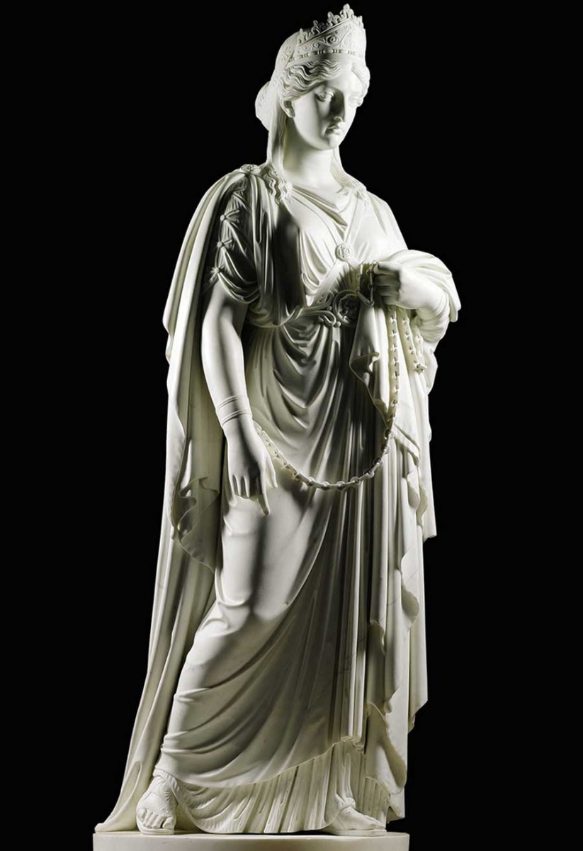 Harriet Goodhue Hosmer, Zenobia in Chains, 1859, marble, height: 82 × 27 × 33 in. (208.3 × 68.6 × 83.8 cm.). Purchased with the Virginia Steele Scott Acquisition fund for American Art. The Huntington Library, Art Museum, and Botanical Gardens.